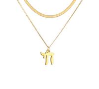 LIKGREAT Collana Ebraica Chai Simbolo della Vita Collana Amuleto di Benedizione Religiosa Ebraica Gioielli Israele Hanukkah (style2 oro)