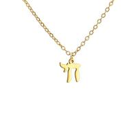 LIKGREAT Collana Ebraica Chai Simbolo della Vita Collana Amuleto di Benedizione Religiosa Ebraica Gioielli Israele Hanukkah (style1 oro)