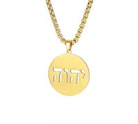 LIKGREAT Collana Ebraica con Tetragramma Nome di Dio Geova Collana in Acciaio Inox Israele Hanukkah Gioielli Amuleto Ebraico Cristiano (oro)