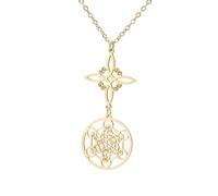 LIKGREAT Collana Nodo della Strega Collana Cubo di Metatron Pendente Geometrico in Acciaio Inossidabile Doppio Amuleto Gioielli di Protezione per Donna (1-Oro)