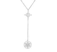 LIKGREAT Collana Nodo della Strega Collana Cubo di Metatron Pendente Geometrico in Acciaio Inossidabile Doppio Amuleto Gioielli di Protezione per Donna (2-Argento)