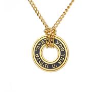LIKGREAT Collana Shema Yisrael Collana Preghiera Ebraica Shema in Acciaio Inossidabile Gioiello Protezione Fede Ebraica Israele (Oro 2)