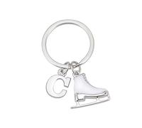 LIKGREAT Pattino di ghiaccio portachiavi figura pattinaggio Keychains iniziale pattinaggio su ghiaccio fascino portachiavi inverno Natale decorazione regali per le donne ragazze (C)