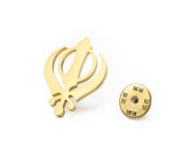 LIKGREAT Spilla con Spada Khanda Sikh Spille in Acciaio Inossidabile con Simbolo Sikh Kara Gioielli Sikh Punjabi Indiani per Rakhi (Oro)