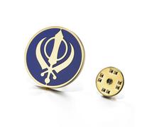 LIKGREAT Spilla Khanda Sikh con Spada Acciaio Inossidabile Spilla Distintivo Simbolo Kara Sikhismo Amuleto Religioso Gioielli per Uomo e Donna per Rakhi (Oro)