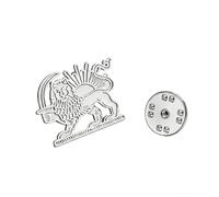 LIKGREAT Spilla Leone e Sole Iraniano in Acciaio Inossidabile Spilla da Bavero Shir o Khorshid Simbolo Persiano Gioiello Culturale Arte Persiana (Argento)