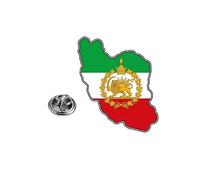 LIKGREAT Spilla Mappa Iran Leone e Sole Pin in Acciaio Inossidabile Spilla da Bavero Shir o Khorshid Spilla Mappa Bandiera Iraniana Gioiello Culturale Persiano per Donna Uomo (3-Argento)