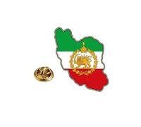 LIKGREAT Spilla Mappa Iran Leone e Sole Pin in Acciaio Inossidabile Spilla da Bavero Shir o Khorshid Spilla Mappa Bandiera Iraniana Gioiello Culturale Persiano per Donna Uomo (3-Oro)