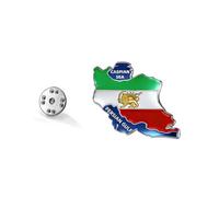 LIKGREAT Spilla Mappa Iran Leone e Sole Pin in Acciaio Inossidabile Spilla da Bavero Shir o Khorshid Spilla Mappa Bandiera Iraniana Gioiello Culturale Persiano per Donna Uomo (2-Argento)