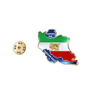 LIKGREAT Spilla Mappa Iran Leone e Sole Pin in Acciaio Inossidabile Spilla da Bavero Shir o Khorshid Spilla Mappa Bandiera Iraniana Gioiello Culturale Persiano per Donna Uomo (2-Oro)