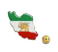 LIKGREAT Spilla Mappa Iran Leone e Sole Pin in Acciaio Inossidabile Spilla da Bavero Shir o Khorshid Spilla Mappa Bandiera Iraniana Gioiello Culturale Persiano per Donna Uomo (1-Oro)