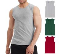 LiKing Pacco da 3 Canotta Uomo,100% Cotone,Tank Top Sportive Allenamento Canotte Elasticizzato Stringer Vest,Senza Maniche,con Scollo Rotondo,Casual Canotte estive Smanicato Uomo Multicolore XL