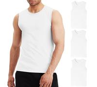 LiKing Pacco da 3 Canotta Uomo,100% Cotone,Tank Top Sportive Allenamento Canotte Elasticizzato Stringer Vest,Senza Maniche,con Scollo Rotondo,Casual Canotte estive Smanicato Uomo Bianco 2XL