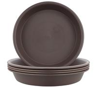 LIKOSO 5 Pezzi Sottovaso Rotondo Sottovasi Rotondi Marrone in plastica per Piante da Interni ed Esterni Sottovaso Bonsai, Fiori, Giardini e Orchidee - 14 cm