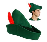 LIKUNGOU Cappello in feltro verde Peter Cosplay Cappelli con Piuma Robin Hood Halloween Alpine Bavarese Oktoberfest Accessorio Copricapo