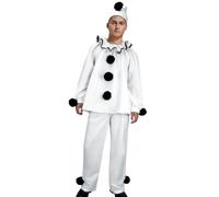 LIKUNGOU Costume Clown Pierrot per uomini Nero Bianco Top Pantaloni Cappello Clown Outfit Halloween Cosplay Dress Up Set (L)