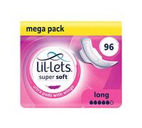 Lil-Lets - Assorbenti super morbidi ultra lunghi, 96 cuscinetti ultra morbidi con ali, 8 confezioni da 12