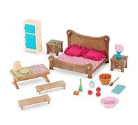 Li'l Woodzeez Set per camera da letto e sala da pranzo, set da 26 pezzi con mobili per camera da letto e accessori da cucina, giocattoli in miniatura e set da gioco per bambini dai 3 anni in su