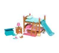 Li'l Woodzeez WZ6705Z Dinosaur Letto a castello 18 pezzi Set con mobili e accessori per camera da letto - Giocattoli in miniatura e set da gioco per bambini dai 3 anni in su,