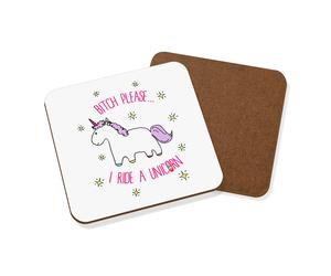 Lila Bitch Please I Ride A Unicorn Coaster Drinks Mat - Divertente