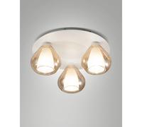 LILA PLAFONIERA 3 LUCI AMBRA IN VETRO CON STRUTTURA IN METALLO BIANCA ATTACCO E14