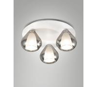 Fabas Luce Plafoniera Lila 3 luci – vetro fumé, struttura in metallo bianca, attacco E14, EEK A++