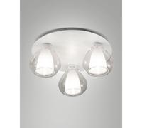 LILA PLAFONIERA 3 LUCI TRASPARENTE IN VETRO CON STRUTTURA IN METALLO BIANCA ATTACCO E14