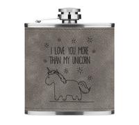 Lila Ti Amo più Delle My Unicorno 170ml Sintetica Hip Flask Grigio Divertente
