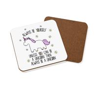 Lila Unicorno Always Be Yourself Rigido Sottobicchiere Quadrato