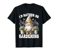 Lilac Floral Gnome Dad For Garden Mom Id Rather Be Gardening Maglietta