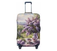 Lilacs - Copribagagli da viaggio con motivo a teiera, elastico, 45-81 cm, Nero , M