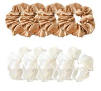Lilalemon 8 elastici per capelli in raso di seta, per donne e ragazze, colorati per coda di cavallo per adolescenti e donne, accessori per capelli, morbidi elastici che non danneggiano i capelli