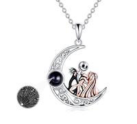 LILALO Collana da incubo in argento Sterling 925 Jack e Sally Jewelry Jack and Zero collana, One Size, Argento sterling, Zirconia cubica
