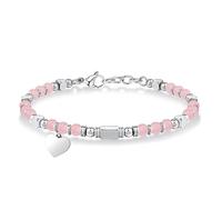 Lilbitty Braccialetto da Ragazza Con Quarzo Rosa e Perline in Acciaio Inossidabile, Chakra alla Moda, Con Pietre Preziose