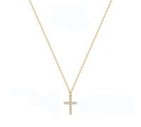 Lilbitty Collana da donna in oro 14 carati, a forma di croce, con catena regolabile da 45 cm, ideale per donne e ragazze