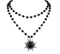 Lilbitty Collana Gotica Boho Con Sole Luna Stella, Perle Nere - Gioielli alla Moda, Regalo di Natale per le Donne