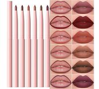 Lilbitty Set di 6 matite labbra retrattili per modellare le labbra, malva maroon rosso scuro arancio nudo cioccolato marrone prugna cremoso opaco vellutato pigmentato