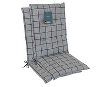 LILENO HOME Cuscini per sedia da giardino [Set di 2 - Sdraio] in Yacht-Karo grigio chiaro - Comodi cuscini da sdraio per mobili da giardino - Cuscini per sedie da giardino e sedie pieghevoli