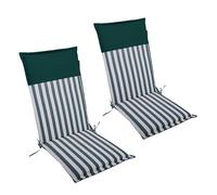 LILENO HOME Cuscini per sedie da giardino in set da 2 pezzi, con schienale alto, a righe, verde scuro, tinta unita, colore: verde scuro - Comodi cuscini per sedie da giardino