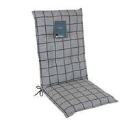 LILENO HOME Cuscino per Sedia da Giardino - Set da 1 Con Schienale Alto - Yacht-Karo Grigio Chiaro - Comodo per Sedie Pieghevoli