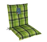 LILENO HOME Cuscino per Sedia da Giardino - Set da 1 Con Schienale Basso, Verde a Quadri - Comodo per Sedie Pieghevoli