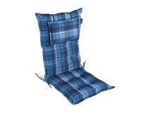LILENO HOME Mar Cuscini per sedia da giardino, in set da 1, per sedia a sdraio con schienale alto, blu a quadri, comodi cuscini per sedie pieghevoli