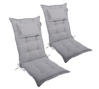 LILENO HOME Mar Cuscini per sedia da giardino, in set da 2, per sedia a sdraio con schienale alto, argento Y, comodi cuscini per sedie pieghevoli
