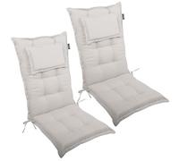 LILENO HOME Mar Cuscini per sedia da giardino, in set da 2, per sedia a sdraio con schienale alto, colore naturale Y, comodi cuscini per sedie pieghevoli