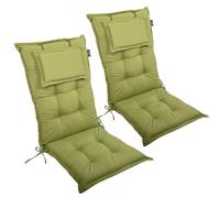 LILENO HOME Mar Cuscini per sedia da giardino, in set da 2, per sedia a sdraio con schienale alto, verde, comodi cuscini per sedie pieghevoli