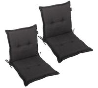 LILENO HOME Mar Cuscini per sedia da giardino, in set da 2, per sedia a sdraio con schienale basso, grigio antracite Y, comodi cuscini per sedie pieghevoli