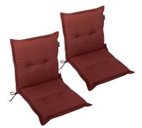 LILENO HOME Mar Cuscini per sedia da giardino, in set da 2, per sedia a sdraio con schienale basso, rosso Y, comodi cuscini per sedie pieghevoli