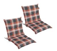 LILENO HOME Mar Cuscini per sedia da giardino, in set da 2, per sedia a sdraio con schienale basso, rosso a quadri, comodi cuscini per sedie pieghevoli