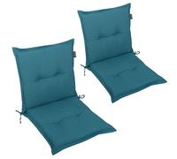 LILENO HOME Mar - Cuscini per sedia da giardino, set da 2 pezzi, con schienale basso, in petrolio, comodi cuscini per sedie da giardino e sedie pieghevoli