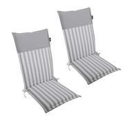LILENO HOME Set di 2 cuscini per sedia da giardino con schienale alto, a righe, grigio chiaro, tinta unita, grigio chiaro, comodi come cuscini per sedie da giardino